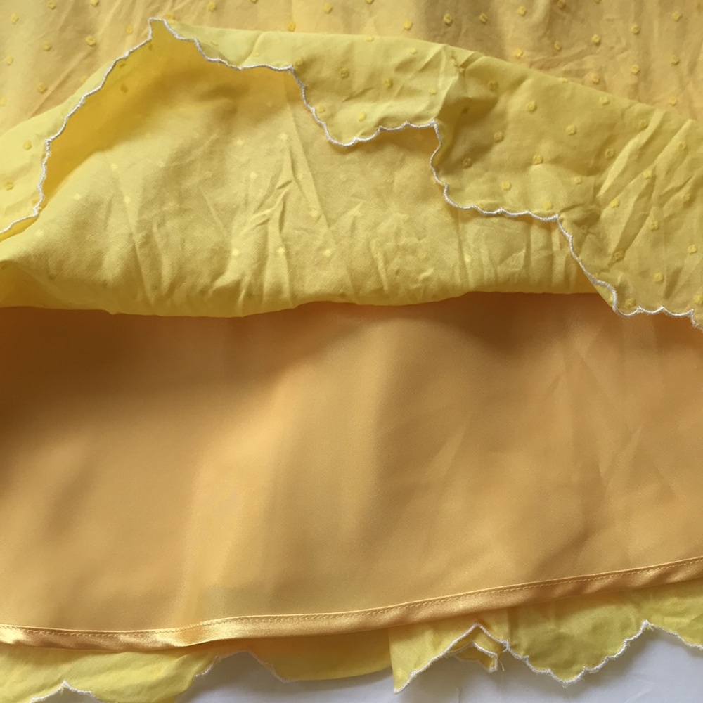 Vintage 90 Y2K Betsey Johnson Yellow Lace Milkmaid Coquette Fairy Dress Yellow 8 - Picture 7 of 17